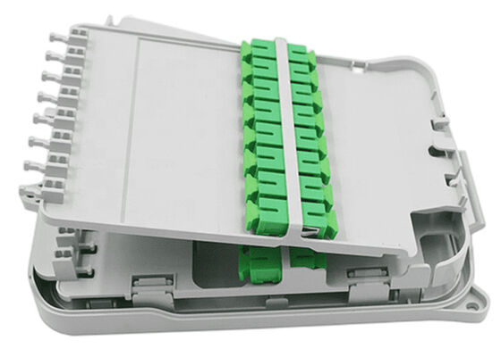 16 কোর স্প্লিটার FTTH ডিস্ট্রিবিউশন বক্স UPC / APC ওয়াল মাউন্ট হালকা ধূসর
