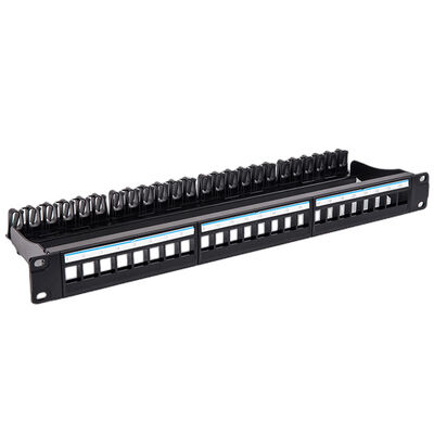 কালো UTP 1U কীস্টোন প্যাচ প্যানেল 24 পোর্ট CAT6 ফাঁকা RJ45 জ্যাক