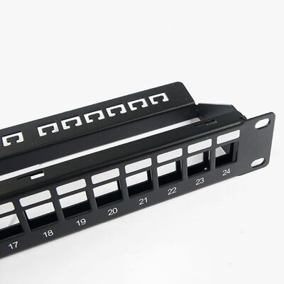 ফাঁকা নেটওয়ার্ক প্যাচ প্যানেল আনশিল্ডেড RJ45 24 পোর্ট 1U প্যাচ প্যানেল
