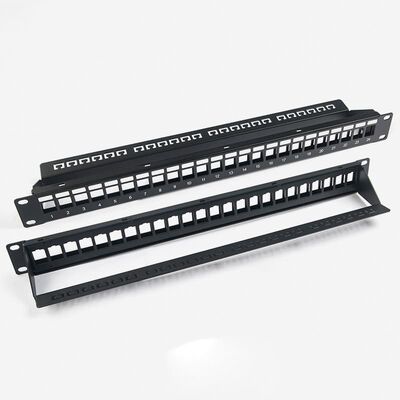 ফাঁকা নেটওয়ার্ক প্যাচ প্যানেল আনশিল্ডেড RJ45 24 পোর্ট 1U প্যাচ প্যানেল