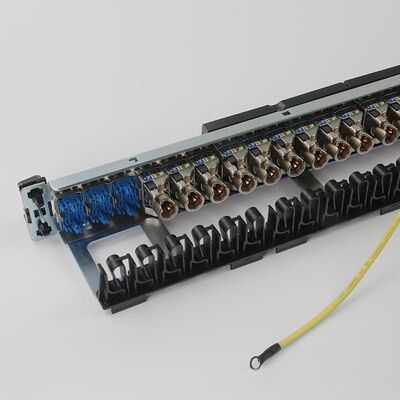 UTP নেটওয়ার্ক প্যাচ প্যানেল ইন্টিগ্রেটেড RJ45 1U 24 পোর্ট প্যাচ প্যানেল
